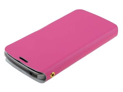 Slim Genuine Leather Portfolio Case for Samsung Galaxy S4 Active I9295 - Pink