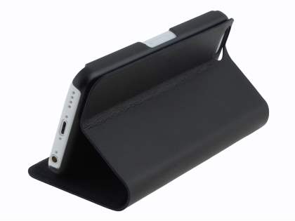 Genuine Leather Portfolio Case with Stand for iPhone 5c - Classic Black
