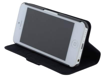 Genuine Leather Portfolio Case with Stand for iPhone 5c - Classic Black