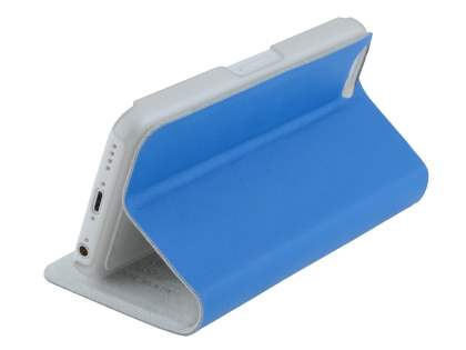 Genuine Leather Portfolio Case with Stand for iPhone 5c - Blue