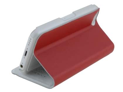 Genuine Leather Portfolio Case with Stand for iPhone 5c - Red