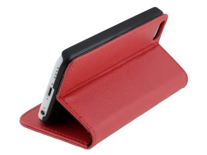 Synthetic Leather Wallet Case with Stand for iPhone 5c - Red