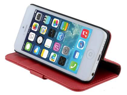 Synthetic Leather Wallet Case with Stand for iPhone 5c - Red