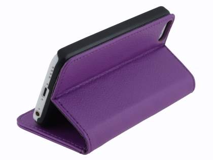 Synthetic Leather Wallet Case with Stand for iPhone 5c - Purple