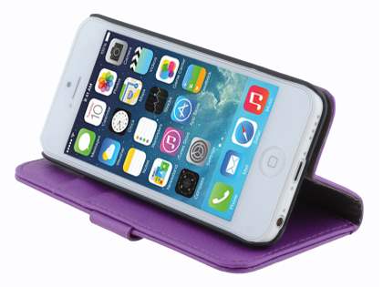 Synthetic Leather Wallet Case with Stand for iPhone 5c - Purple