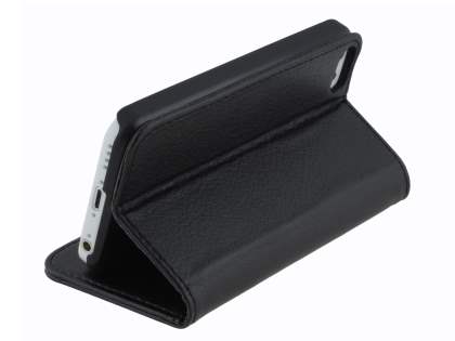 Synthetic Leather Wallet Case with Stand for iPhone 5c - Classic Black
