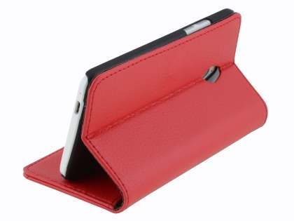 Synthetic Leather Wallet Case with Stand for HTC One Mini M4 - Red