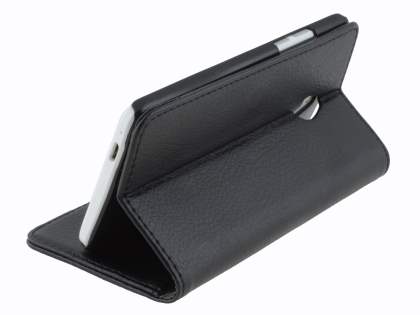Synthetic Leather Wallet Case with Stand for HTC One Mini M4 - Classic Black