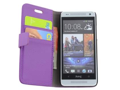 Synthetic Leather Wallet Case with Stand for HTC One Mini M4 - Purple