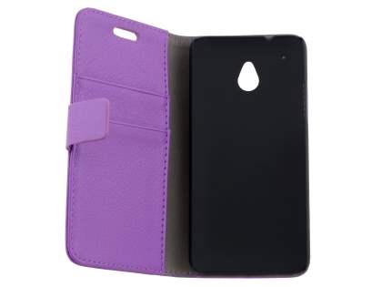 Synthetic Leather Wallet Case with Stand for HTC One Mini M4 - Purple