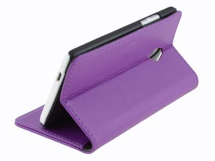 Synthetic Leather Wallet Case with Stand for HTC One Mini M4 - Purple