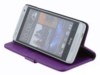 Synthetic Leather Wallet Case with Stand for HTC One Mini M4 - Purple