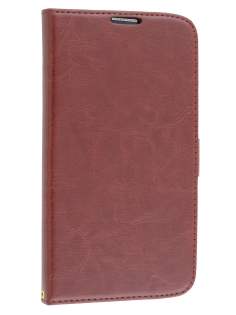 Synthetic Leather Wallet Case with Stand for Samsung Galaxy Mega 6.3 I9200 - Chocolate