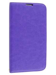 Synthetic Leather Wallet Case with Stand for Samsung Galaxy Mega 6.3 I9200 - Purple