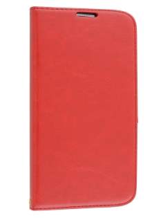 Synthetic Leather Wallet Case with Stand for Samsung Galaxy Mega 6.3 I9200 - Red