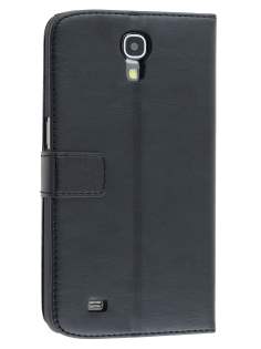 Synthetic Leather Wallet Case with Stand for Samsung Galaxy Mega 6.3 I9200 - Classic Black Leather Wallet Case