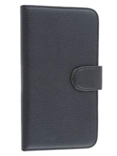 Synthetic Leather Wallet Case with Stand for Samsung Galaxy Mega 6.3 I9200 - Classic Black