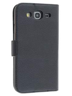 Synthetic Leather Wallet Case with Stand for Samsung Galaxy Mega 5.8 I9150 - Classic Black