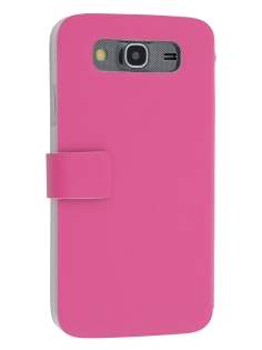 Slim Genuine Leather Portfolio Case for Samsung Galaxy Mega 5.8 I9150 - Pink