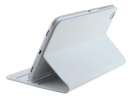 Premium Genuine Leather Slim Portfolio Case with Stand for Samsung Galaxy Tab 3 8.0 - Pearl White Leather Flip Case