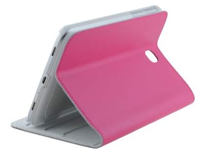 Premium Genuine Leather Slim Portfolio Case with Stand for Samsung Galaxy Tab 3 7.0 - Pink Leather Flip Case