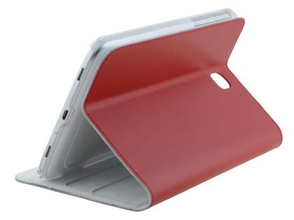 Premium Genuine Leather Slim Portfolio Case with Stand for Samsung Galaxy Tab 3 7.0 - Red Leather Flip Case