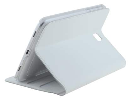 Premium Genuine Leather Slim Portfolio Case with Stand for Samsung Galaxy Tab 3 7.0 - Pearl White Leather Flip Case