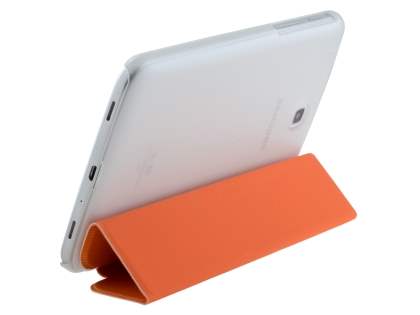 Book-Style Case with Stand for Samsung Galaxy Tab 3 7.0 - Orange/Frosted Clear Leather Flip Case