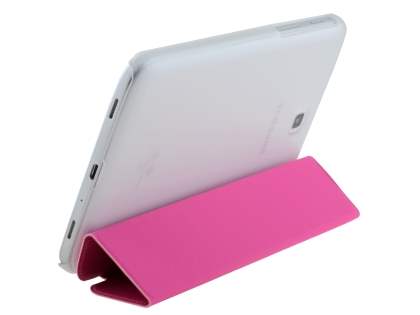 Book-Style Case with Stand for Samsung Galaxy Tab 3 7.0 - Pink/Frosted Clear Leather Flip Case