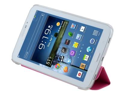 Book-Style Case with Stand for Samsung Galaxy Tab 3 7.0 - Pink/Frosted Clear