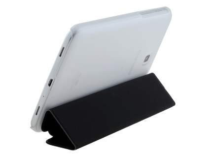 Book-Style Case with Stand for Samsung Galaxy Tab 3 7.0 - Black/Frosted Clear Leather Flip Case