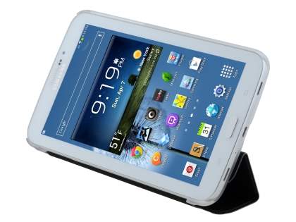 Book-Style Case with Stand for Samsung Galaxy Tab 3 7.0 - Black/Frosted Clear