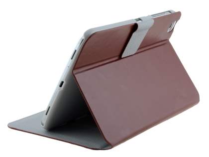 Book-Style Case with Tilt Stand for Samsung Galaxy Tab 3 8.0 - Brown Leather Flip Case