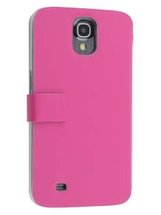 Slim Genuine Leather Portfolio Case for Samsung Galaxy Mega 6.3 I9200 - Pink Leather Wallet Case