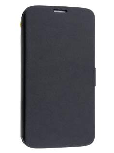 Slim Genuine Leather Portfolio Case for Samsung Galaxy Mega 6.3 I9200 - Classic Black