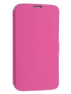 Slim Genuine Leather Portfolio Case for Samsung Galaxy Mega 6.3 I9200 - Pink