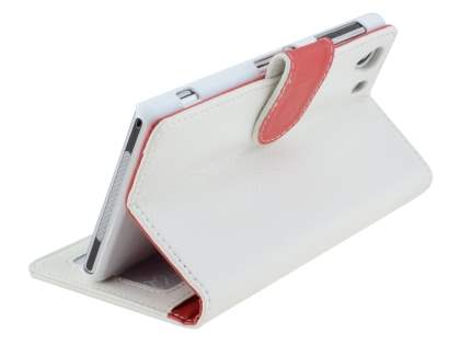 Synthetic Leather Wallet Case with Stand for Sony Xperia Z1 - Pearl White