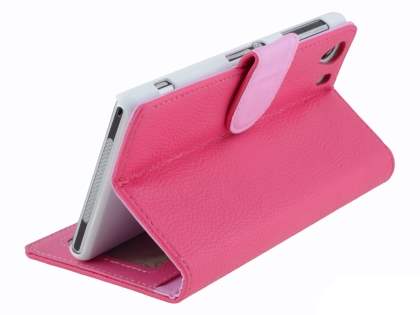 Synthetic Leather Wallet Case with Stand for Sony Xperia Z1 - Pink