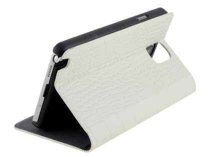 TS-CASE crocodile pattern Genuine leather Wallet Case for Samsung Galaxy Note 3 - Pearl White