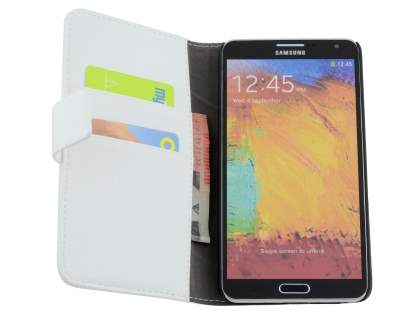 Synthetic Leather Wallet Case with Stand for Samsung Galaxy Note 3 - Pearl White