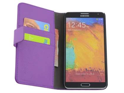 Synthetic Leather Wallet Case with Stand for Samsung Galaxy Note 3 - Purple