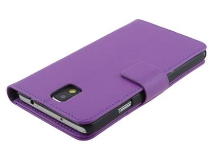Synthetic Leather Wallet Case with Stand for Samsung Galaxy Note 3 - Purple