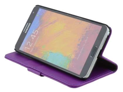Synthetic Leather Wallet Case with Stand for Samsung Galaxy Note 3 - Purple
