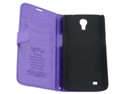 Synthetic Leather Wallet Case with Stand for Samsung Galaxy Mega 6.3 I9200 - Purple