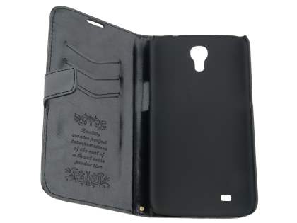 Synthetic Leather Wallet Case with Stand for Samsung Galaxy Mega 6.3 I9200 - Classic Black