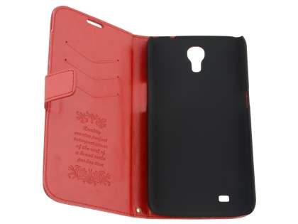 Synthetic Leather Wallet Case with Stand for Samsung Galaxy Mega 6.3 I9200 - Red