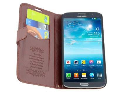 Synthetic Leather Wallet Case with Stand for Samsung Galaxy Mega 6.3 I9200 - Chocolate