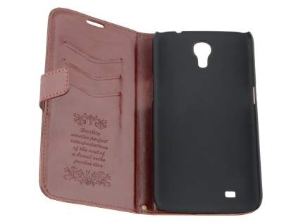 Synthetic Leather Wallet Case with Stand for Samsung Galaxy Mega 6.3 I9200 - Chocolate
