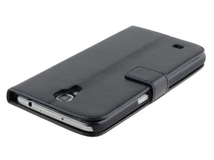 Synthetic Leather Wallet Case with Stand for Samsung Galaxy Mega 6.3 I9200 - Classic Black