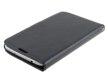 Synthetic Leather Wallet Case with Stand for Samsung Galaxy Mega 6.3 I9200 - Classic Black